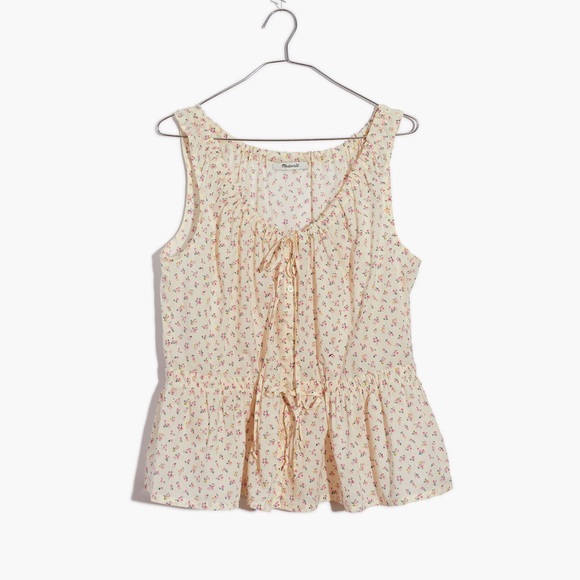 Madewell Shirred Drawstring Tank Top in Bright Buds Size M - Picture 4 of 7